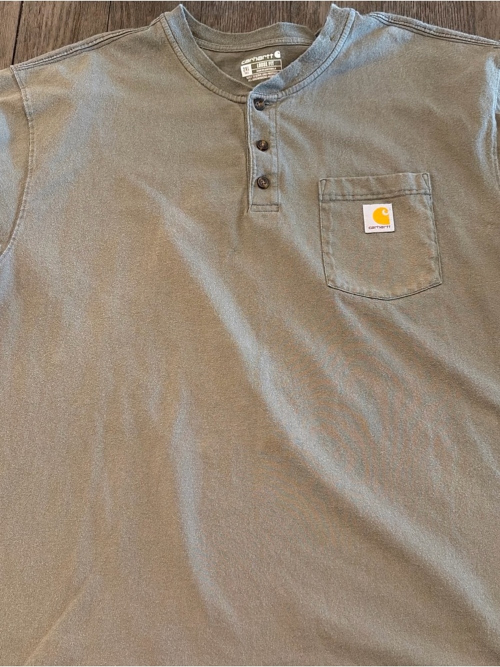Carhartt 2XLT Men's Olive Henley Pocket Shirt